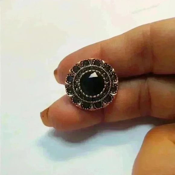 Boho Black Crystal Vintage Earrings - Picture 3 of 11